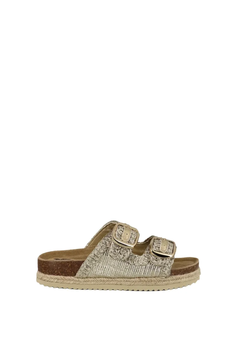 CHINELAS COM 2 TIRAS LARGAS ENTRANÇADAS DOURADAS - XTI shoes
