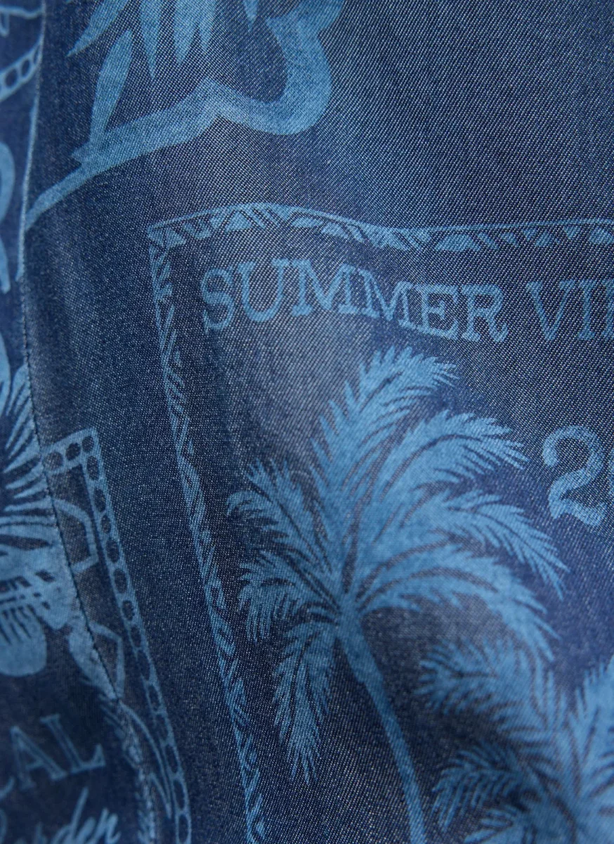 CALÇAS LYOCELL EM GANGA AZUL ESTAMPADA - RABE - Image 9