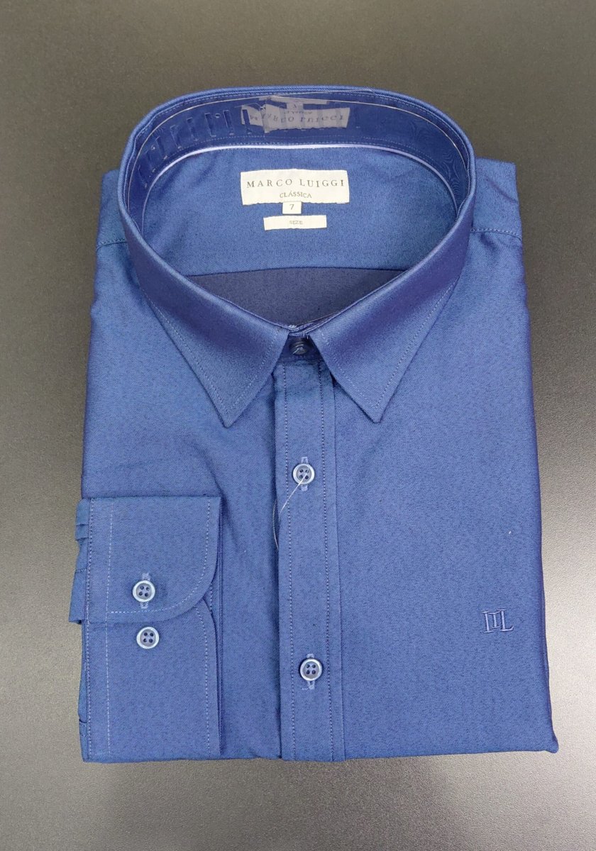 Camisa Social Manga Longa Plus Size Azul Royal 003142-1