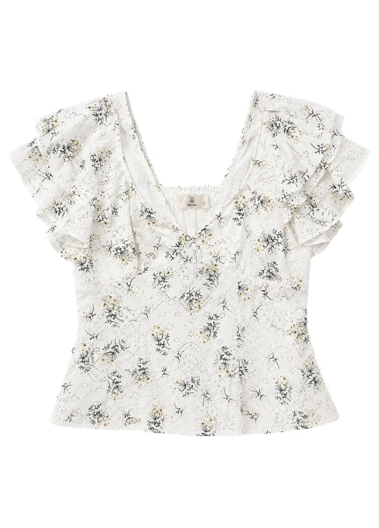 BLUSA FLORAL COM RENDA E FOLHOS - ALIBY - Image 2