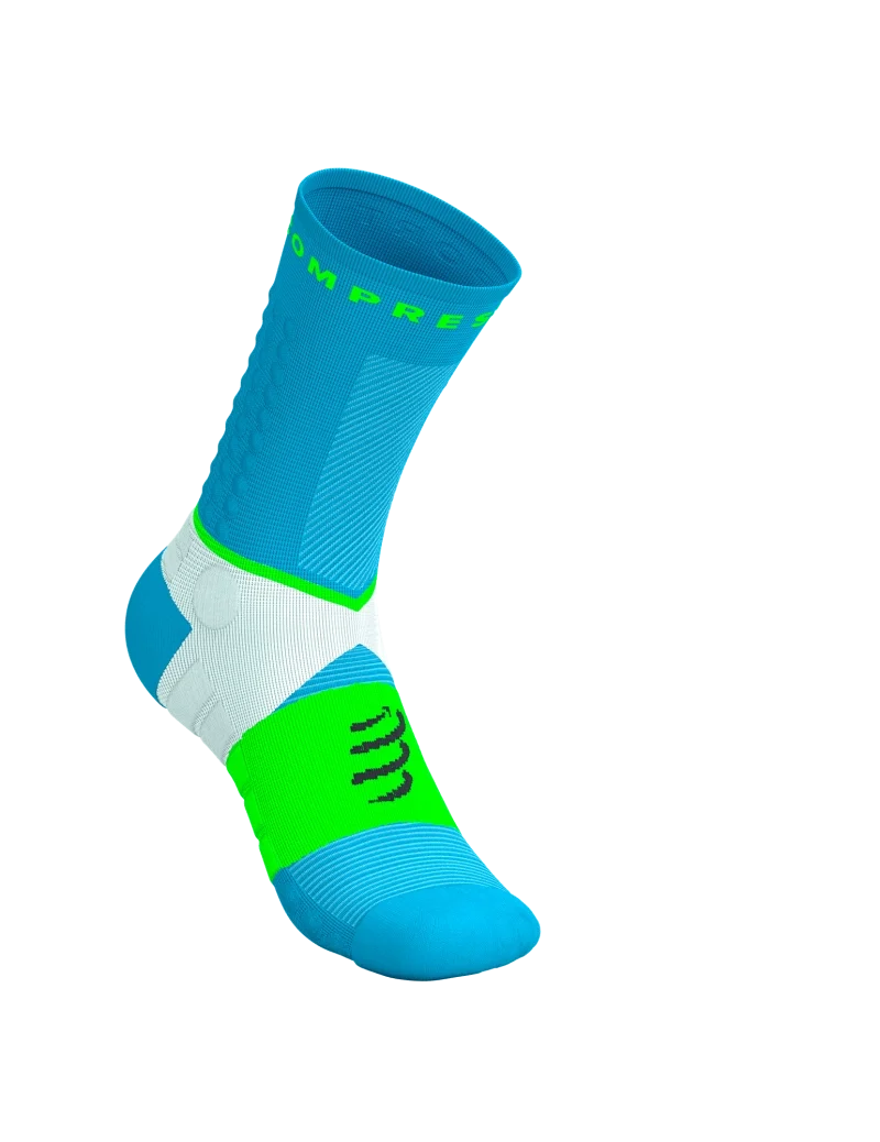 Compressport Ultra Trail Low Socks - Norse Blue / Neon Green - Image 3